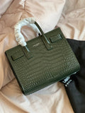 Saint Laurent Croc-Embossed Leather Top Handle Tote Bag