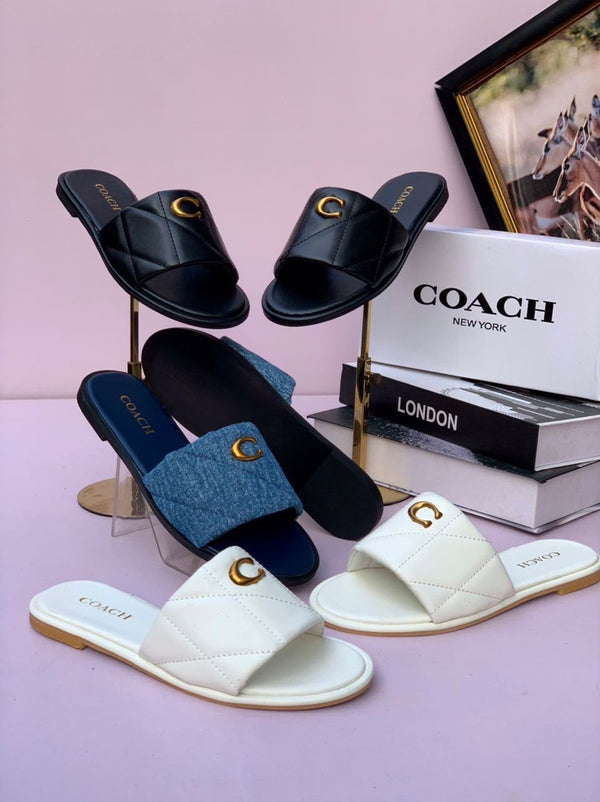 Coach Quilted Leather Slides