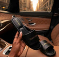 Calvin Klein Logo Leather Slides