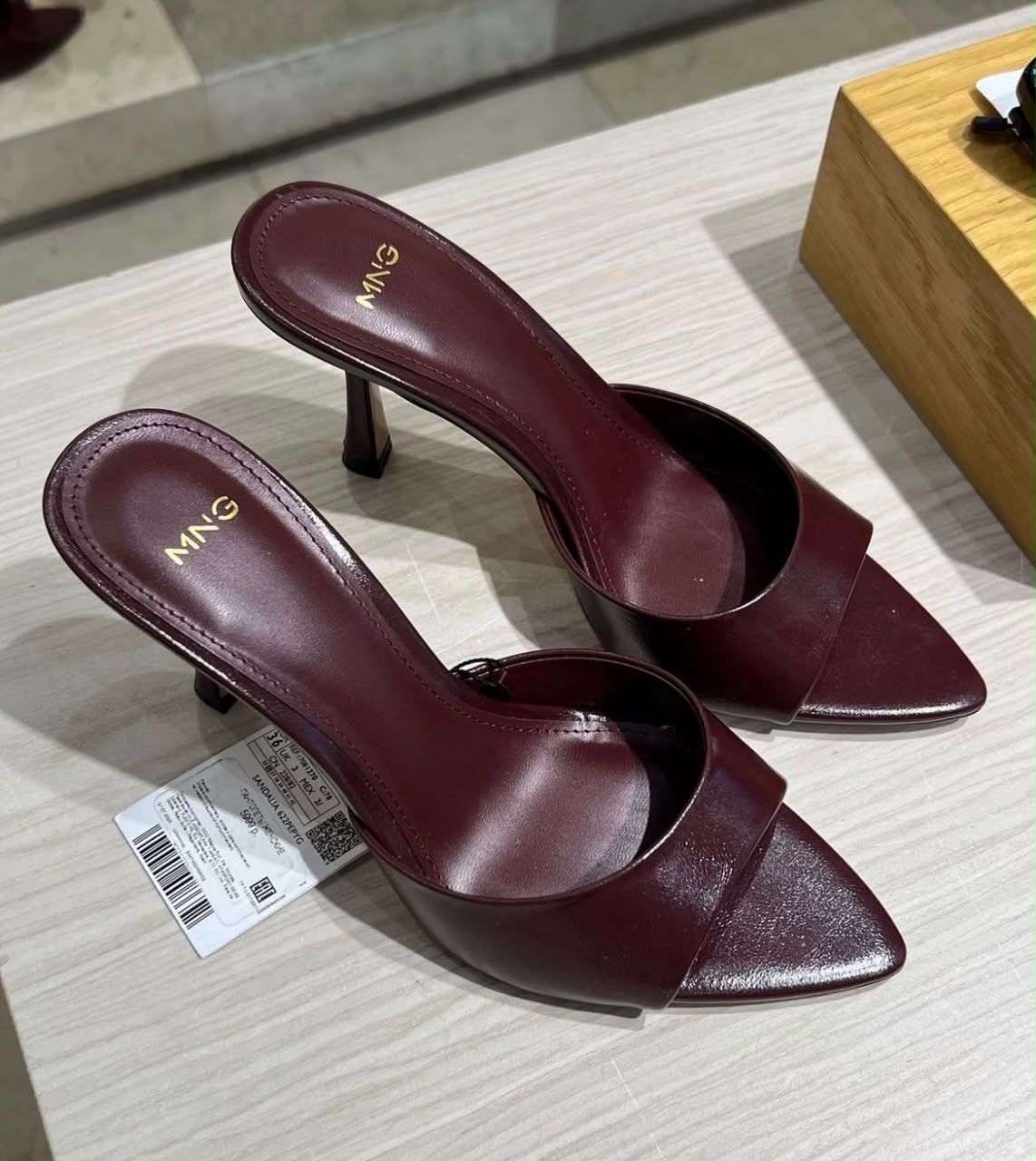 Mango Leather Mule Heels