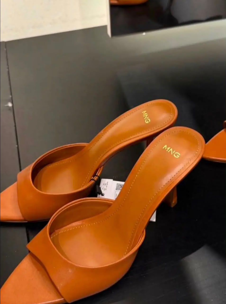 Mango Leather Mule Heels