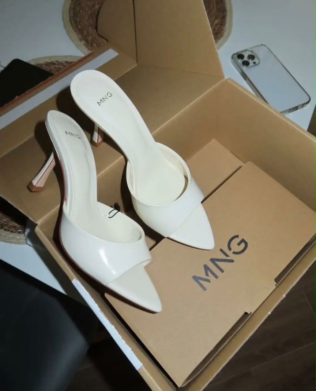Mango Leather Mule Heels