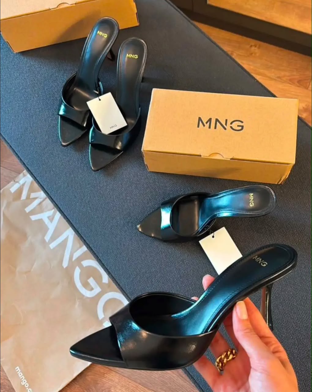 Mango Leather Mule Heels
