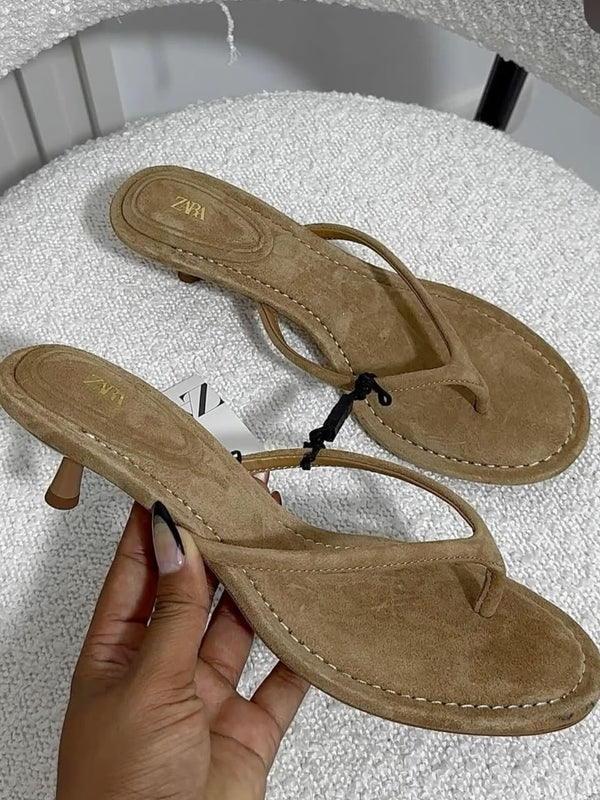 Zara Kitten Heel Thong Sandals
