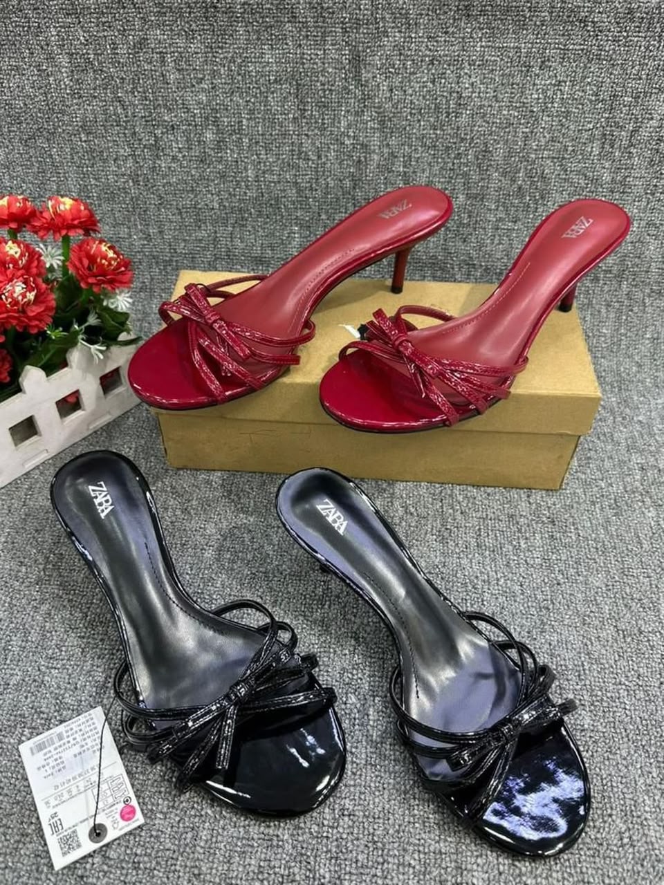 Zara Patent Strappy Mule Heels