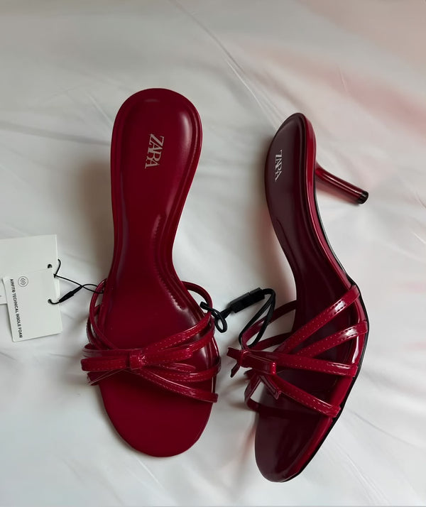 Zara Patent Strappy Mule Heels
