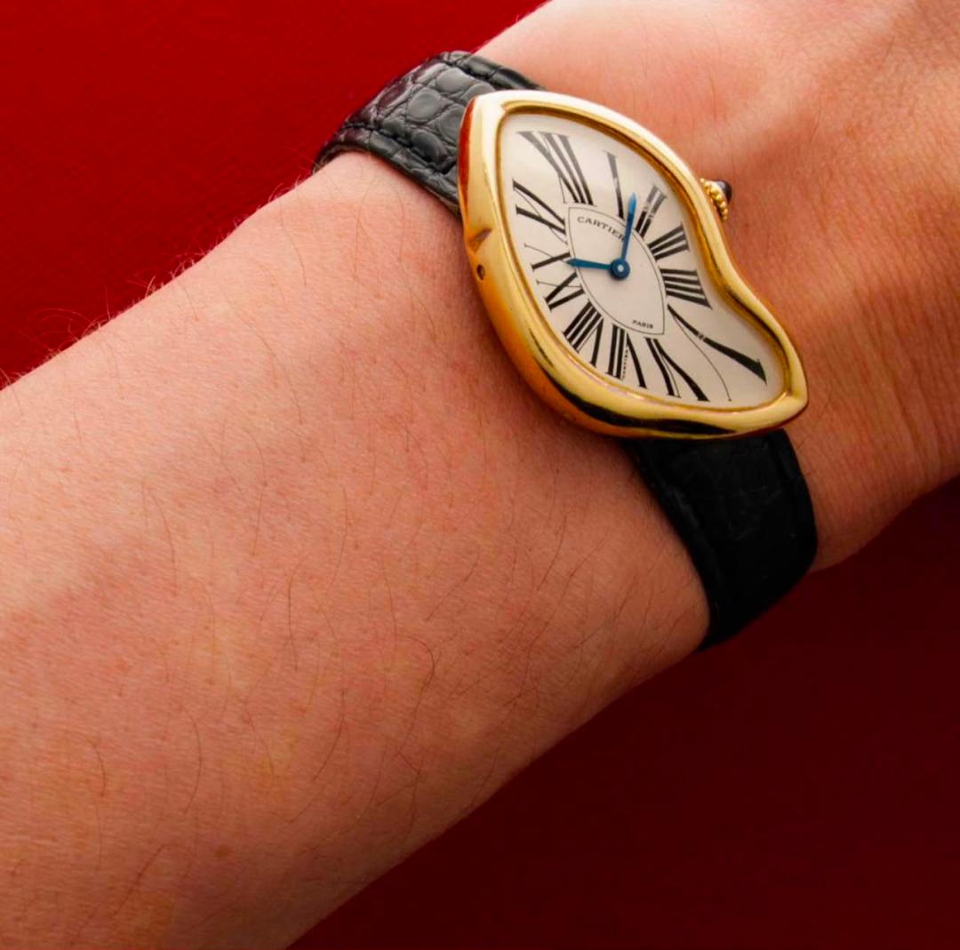 Authentic Cartier Crash Watch – Luxury Women’s Leather Strap Timepiece