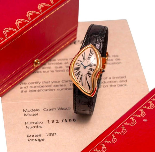 Authentic Cartier Crash Watch – Luxury Women’s Leather Strap Timepiece