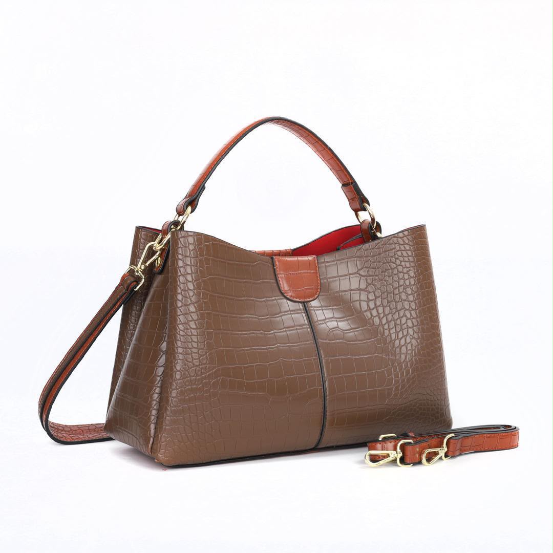 Luxury Crocodile Embossed Shoulder & Crossbody Tote Bag
