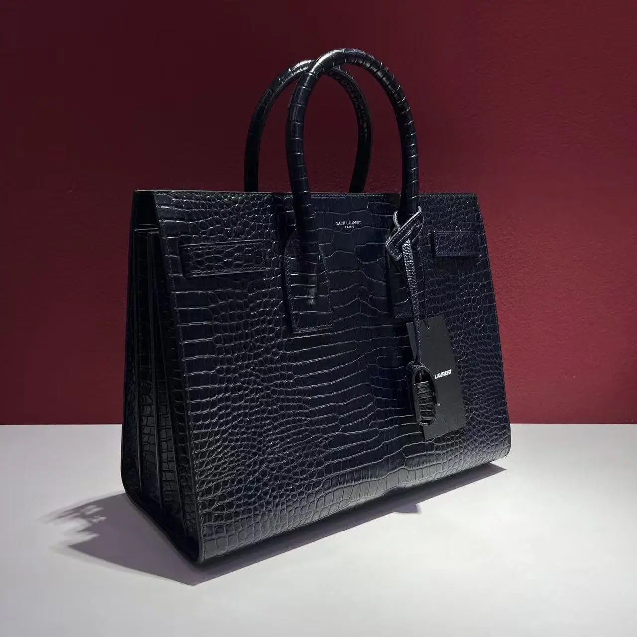 Premium Crocodile Embossed Leather Tote Bag