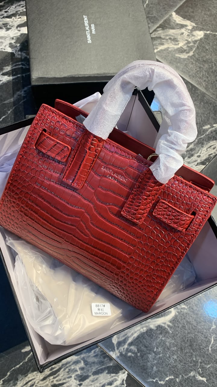 Premium Crocodile Embossed Leather Tote Bag