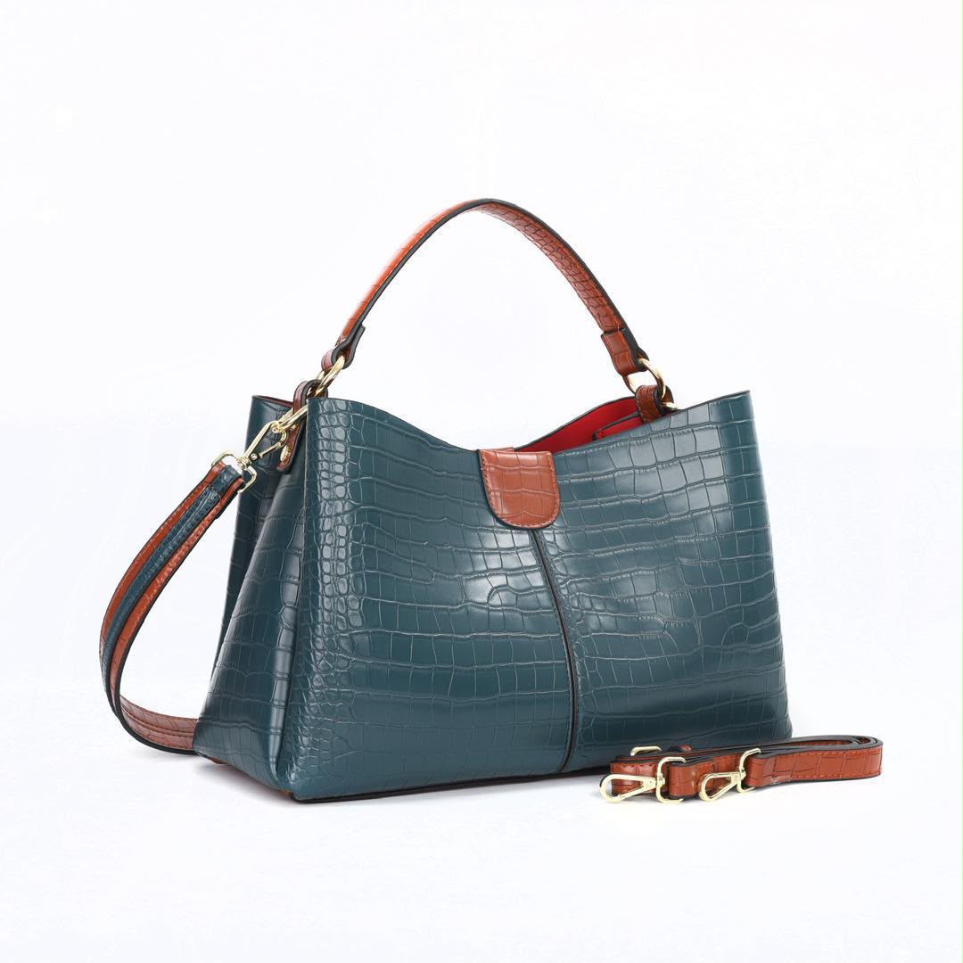 Luxury Crocodile Embossed Shoulder & Crossbody Tote Bag