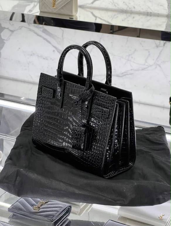 Premium Crocodile Embossed Leather Tote Bag