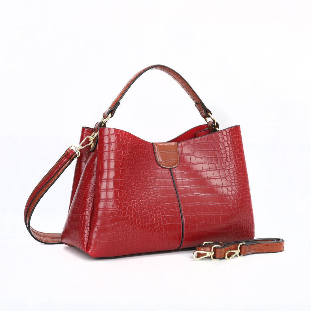 Luxury Crocodile Embossed Shoulder & Crossbody Tote Bag